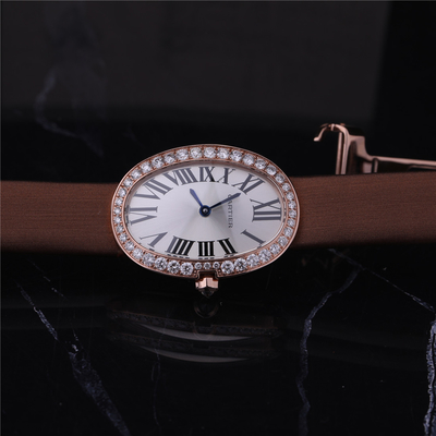 Luxury Brand Gold Watch 18K Rose Gold Women Watch with Diamond Leather Belt