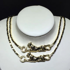18K Yellow Gold High End Custom Jewelry  Panther Necklace With Diamonds / Lacquer