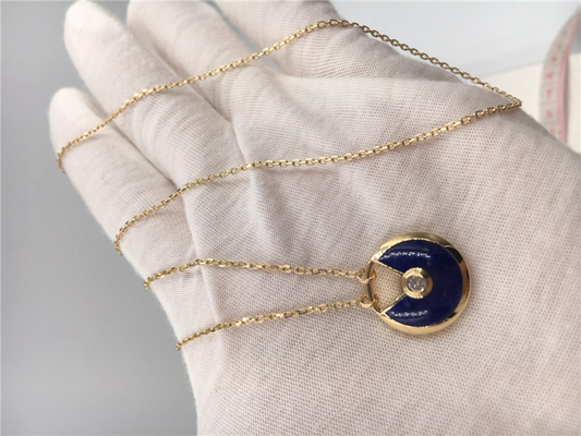 Темно-синие цепи золота ювелирных изделий 18K золота Lazuli Lapis роскошные реальные со шкентелями