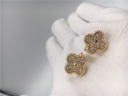Серьги золота 18К круглых диамантов винтажные Хандмаде для жены/девушки