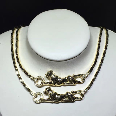 ожерелье пантеры ювелирных изделий верхнего сегмента желтого золота 18K изготовленное на заказ с диамантами/лаком