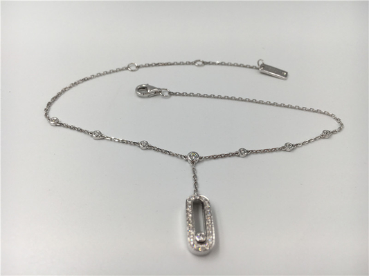 Дизайн элегантных браслетов для лодыжки белого золота 18К простой с одним Мовинг диамантом