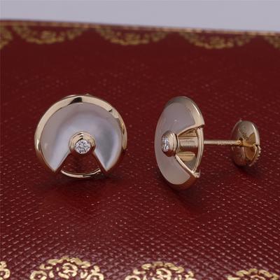 Xs Model Yellow Gold Amulette De Earrings Stud With White Mother Of Pearl
