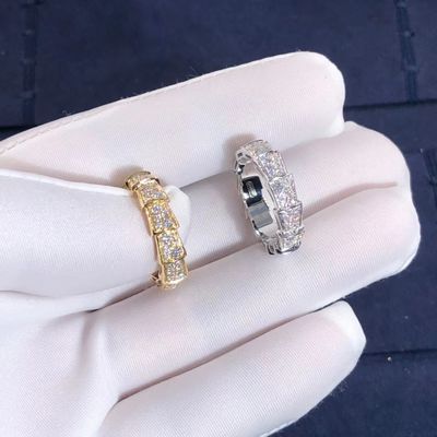 качество  Factory Make BVLGARI Serpenti Viper Ring 18k Gold And Real Diamonds Rose Gold завод