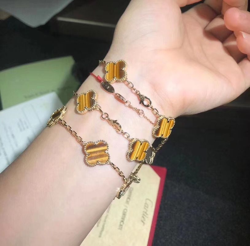 Качество золото 18K и Реальн Диамант Van Cleef и браслет Альгамбра мотивов Arpels 5 винтажный фабрика