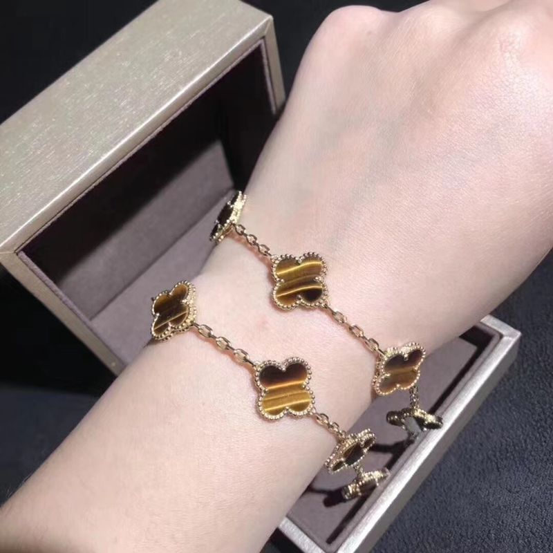 Качество золото 18K и Реальн Диамант Van Cleef и браслет Альгамбра мотивов Arpels 5 винтажный фабрика