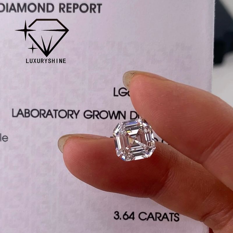 Качество LuxuryShine VVS-VS 0.1-10CT Asscher Shape Lab Выросший бриллиант D-F Цвет белый бриллиант с сертификатом IGI 3EX Резанные камни фабрика