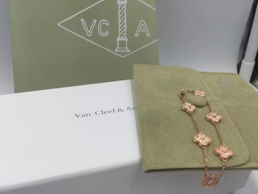 Качество Van Cleef & мотивов браслета 6 Arpels золото сладких Альгамбра розовое фабрика