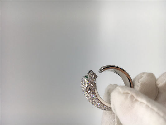 Качество Кольцо Panthere белого золота диаманта 18K, кольцо пантеры с ониксом изумрудов фабрика