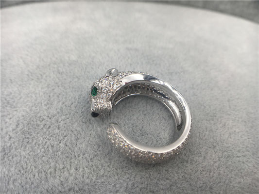 Качество Кольцо Panthere белого золота диаманта 18K, кольцо пантеры с ониксом изумрудов фабрика