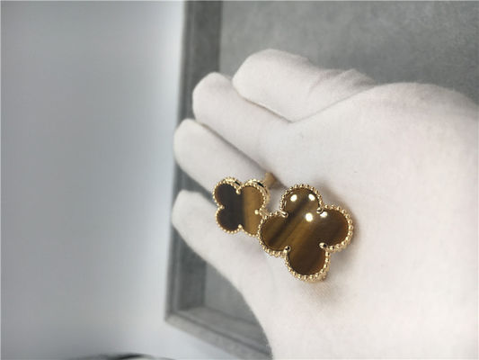 Качество Золото серег 18к Ван Клеф Арпельс винтажное Альгамбра желтое с д'амоуретте боис фабрика