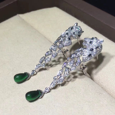 Качество серьги диаманта белого золота 18K, серьги Panthere с ониксом фабрика