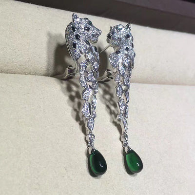 Качество серьги диаманта белого золота 18K, серьги Panthere с ониксом фабрика