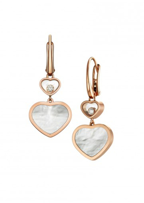 Серьги 18К сердца золота ювелирных изделий дам Чопард счастливые с естественным камнем диамантов