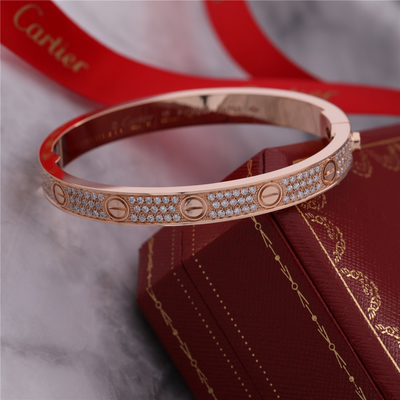 Полное браслета любов ювелирных изделий полного Bangle любов диаманта классическое Диамант-вымощенное в розовом золоте 18K