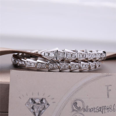 Качество Одн-катушки гадюки Италии браслет Romance Serpenti тонкий в наборе белого золота 18K с полным Bangle змейки диамантов pavé фабрика