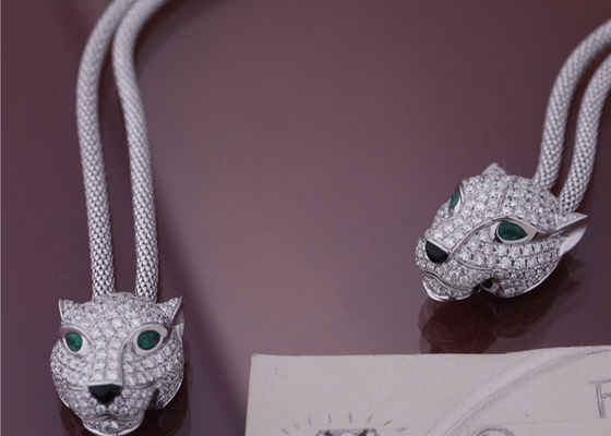 Качество Оникс изумрудов диамантов белого золота PanthèRe De Cartier Ожерелья фабрика